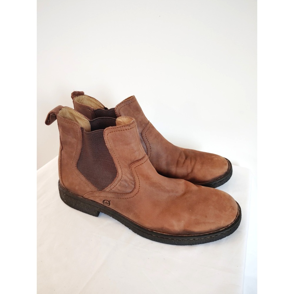 Born Nigel Men 11.5 Brown Leather Distressed Chelsea Western Slip‑On Ankle Boot*